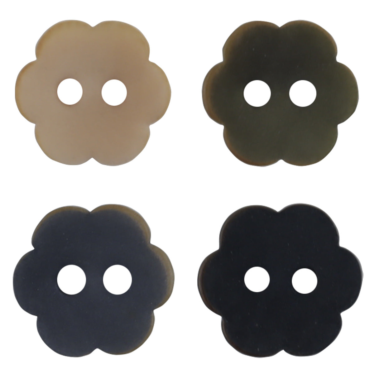 Matte floral tagua nut buttons, assorted colors, 2-hole kids sewing set