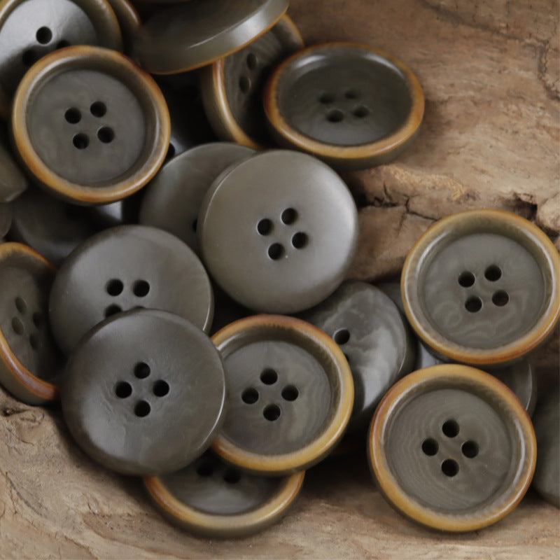 Rustic fruit buttons in Gray Green—round 4-hole, 10 pcs