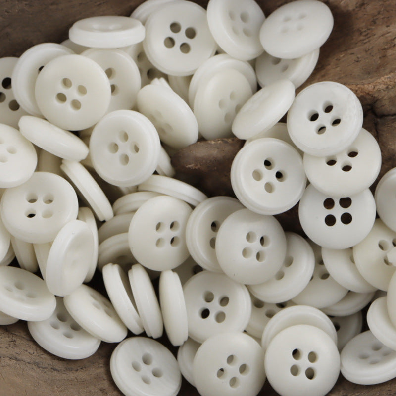 11.5mm white round 4-hole buttons, DIY bracelet decoration (40 pack)
