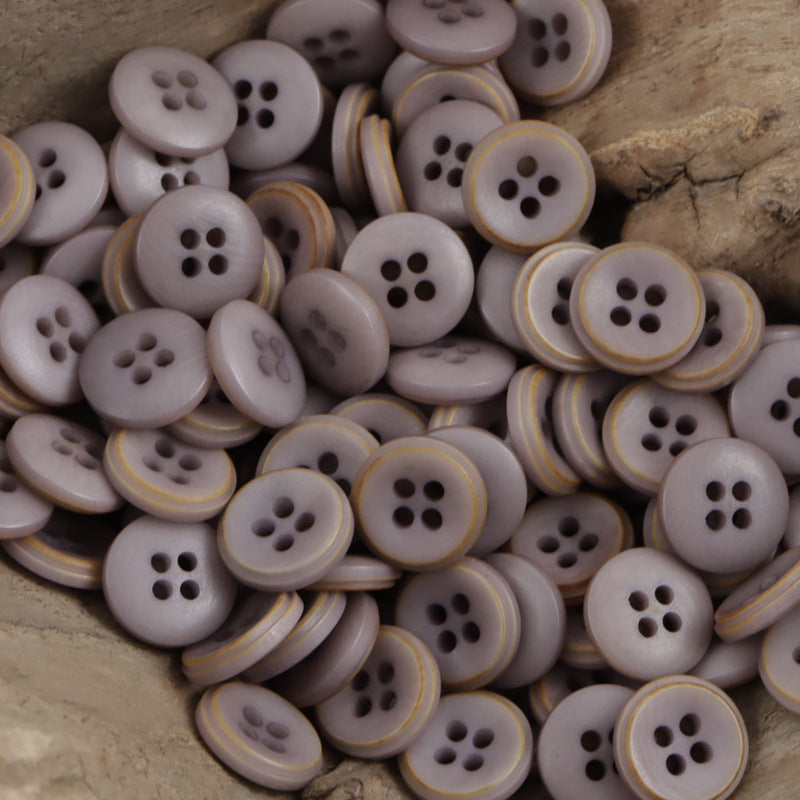 11.5mm lavender-lilac round 4-hole buttons, stacked pile for DIY (40 pack)