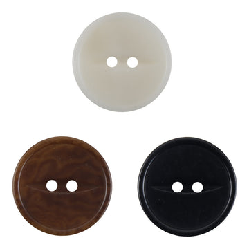 Natural corozo button, two-hole, white/cream, thin round edge