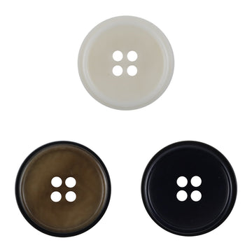Two-tone fruit buttons set: white, coffee, blue-black, 4-hole design, 10 pcs