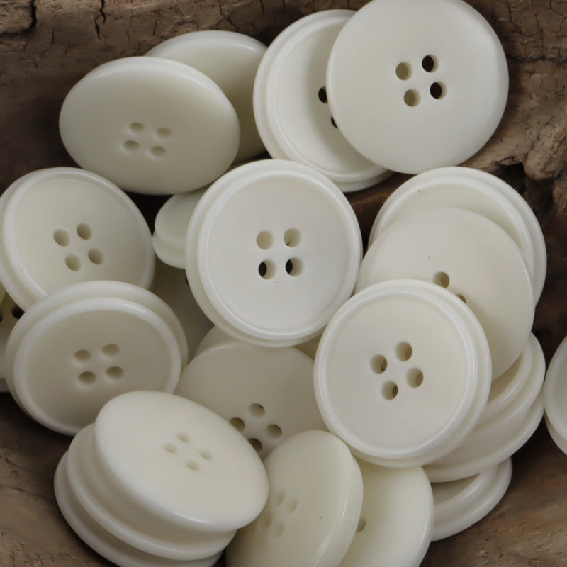 Natural fruit buttons, white, 4-hole, 10 pcs