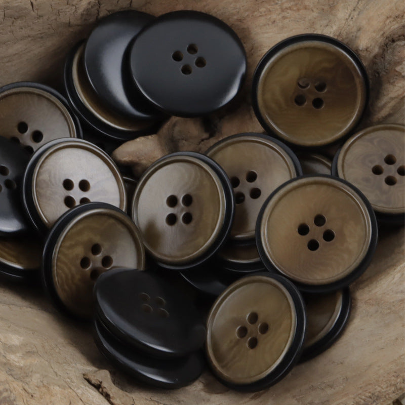 Natural fruit buttons, coffee brown, 4-hole, 10 pcs