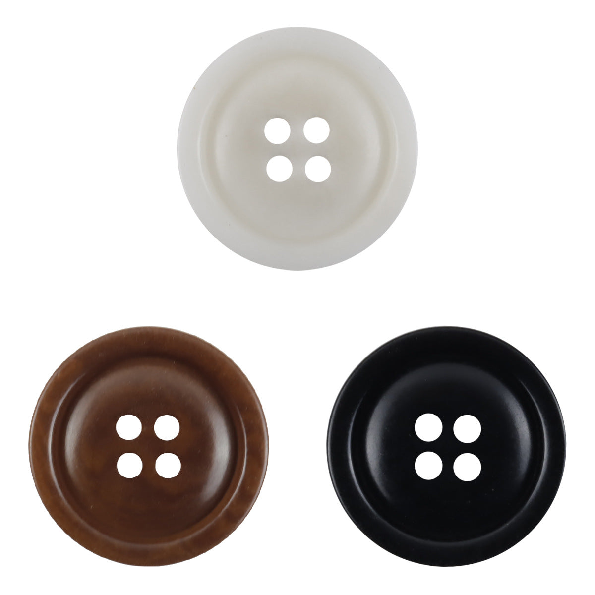 Four-hole nut buttons set (white, coffee, black), 10 pcs
