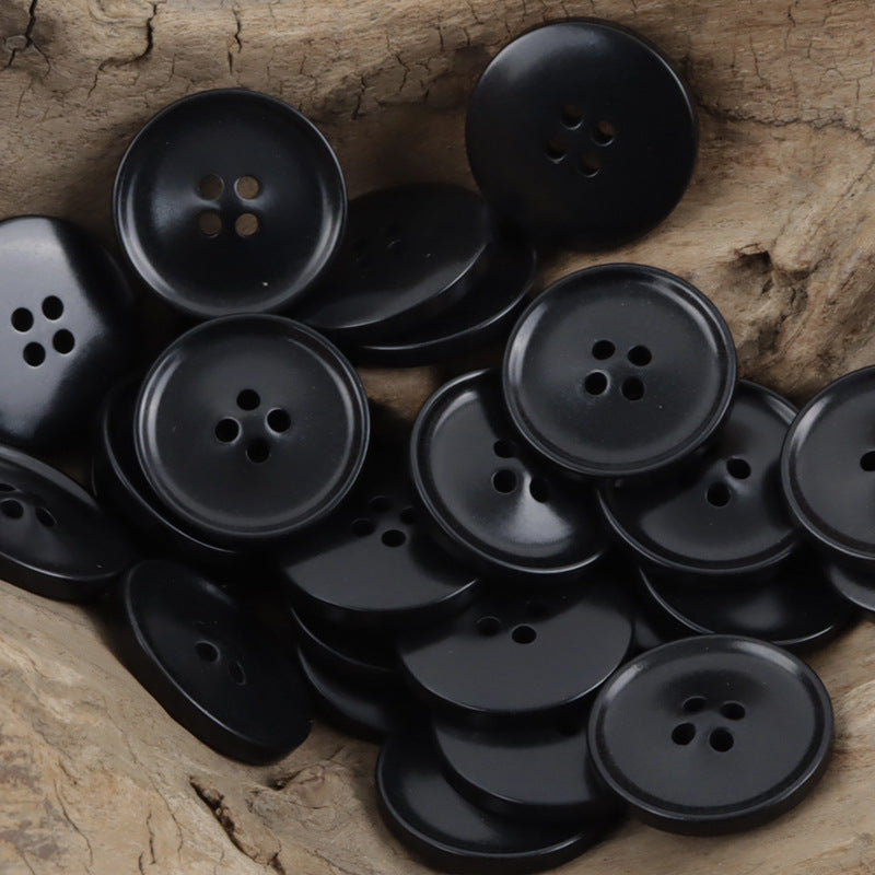 Schwarze runde Natur-Obstknöpfe, 4-Loch, für Jacken/Mäntel (mehrere Stück)
