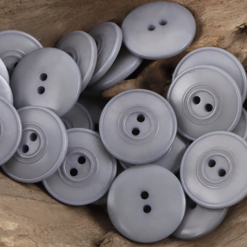 Light gray dual-circle tagua nut buttons with two-hole design (10 pcs)
