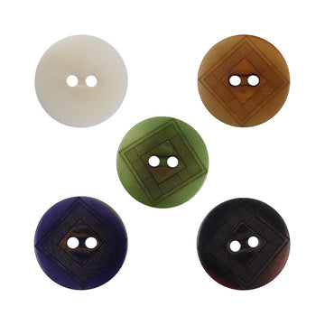 Chessboard UFO tagua nut buttons—assorted colors, round with two holes