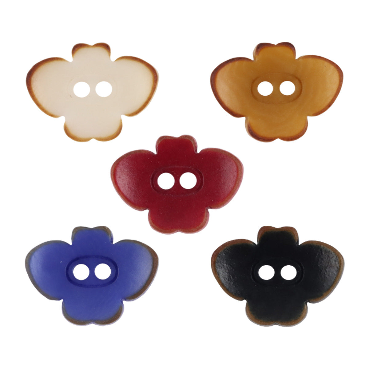 Butterfly-shaped nut buttons set: beige, khaki, red, black, blue-purple (10pcs)