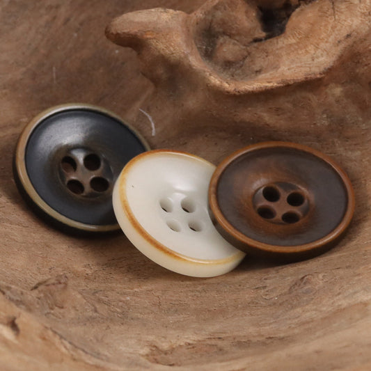 Bowl-Shaped Black Tagut Nut Buttons for Retro Fashion Coats 10pcs