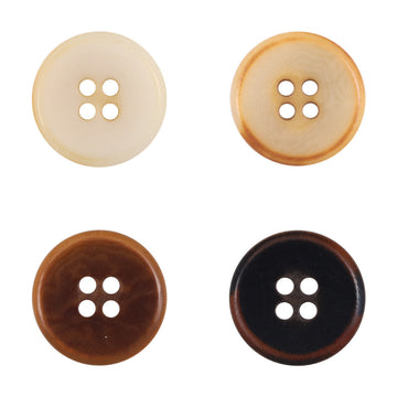 Vintage palm fruit buttons set, 4 colors: beige, caramel edge, brown and black, 4-hole style