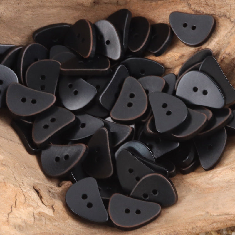 Crescent moon corozo buttons, 10pcs, dark/black color