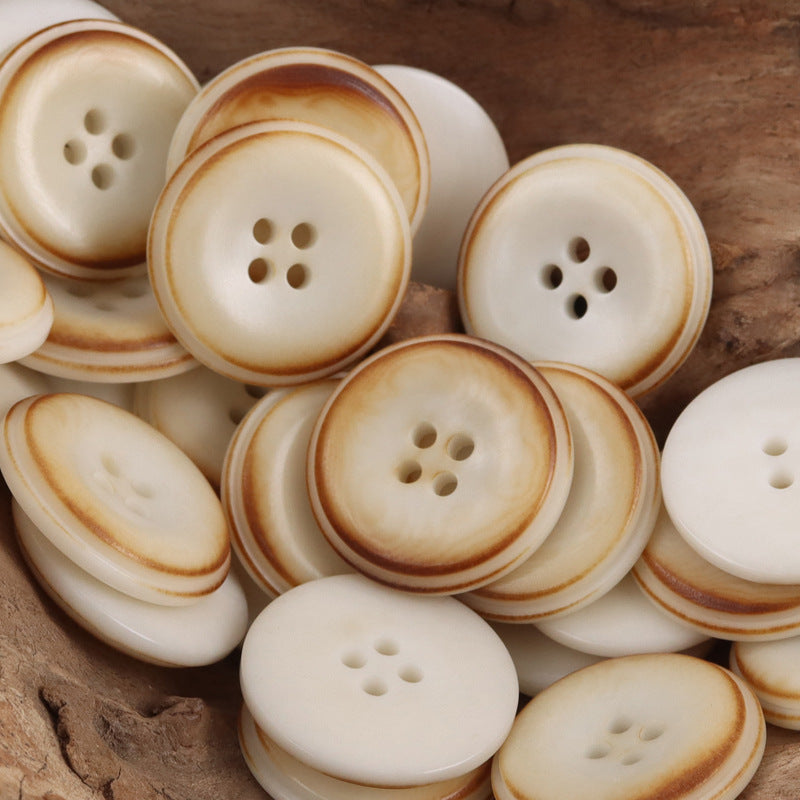 Light beige fruit buttons, round coat buttons with four-hole fronts (multi-pack)