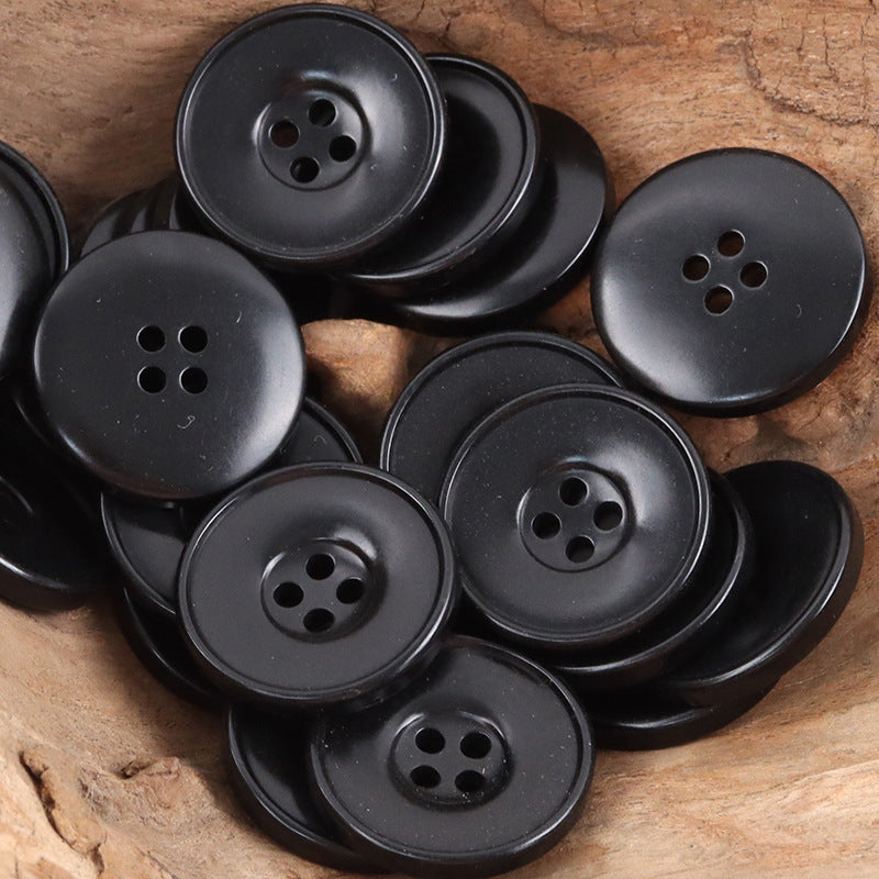 Black bowl-shaped round nut buttons, 4-hole design, close pile