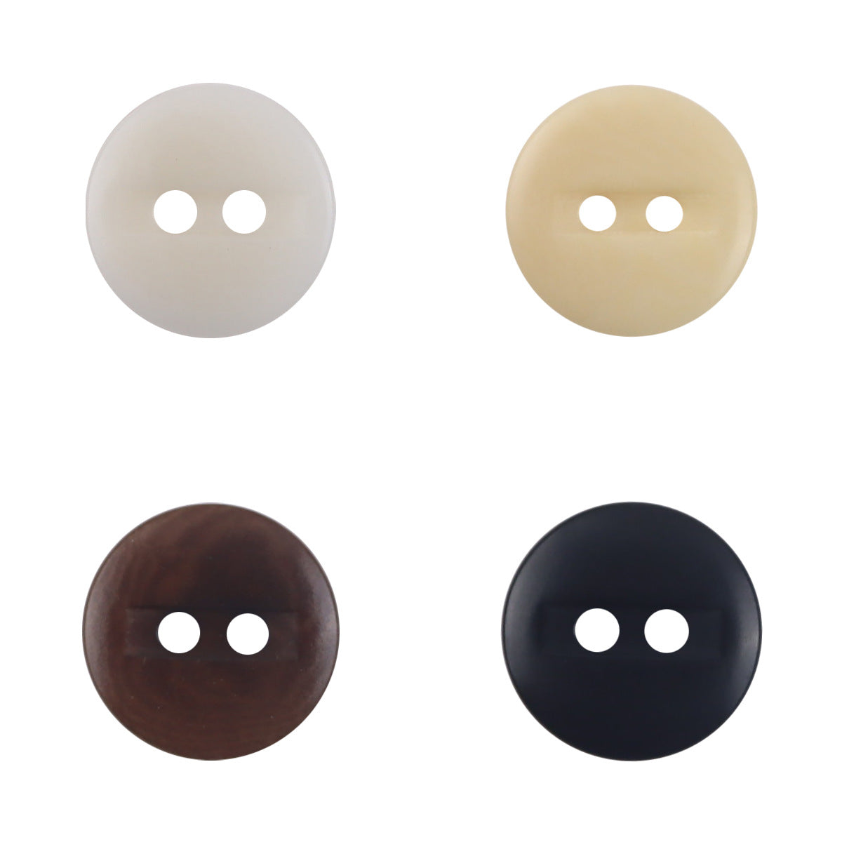 2-hole fruit buttons, beige, light yellow, coffee & black (10pcs) set