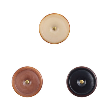 Natural tagut nut buttons, beige with golden shank, burnt-edge look, 1-hole style
