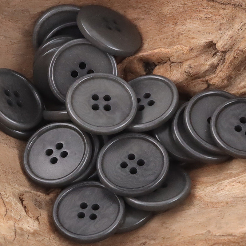Deep gray round 4-hole suit buttons, natural tagua nut style