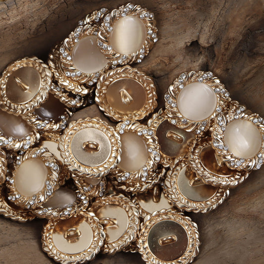 Lace Inlaid with Diamonds Rose Gold Shiny Black Metal Button 10pcs Rose Gold