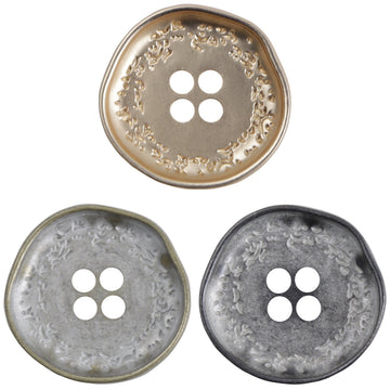 Rose gold irregular wheat spike metal button, 4-hole; set of 10