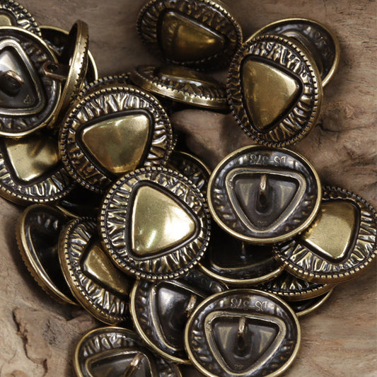 18mm 23mm Bronze Silver Triangle Pattern Metal Shank Buttons 10pcs Bronze