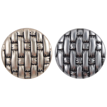 Metallknöpfe Gold & Silber mit schwarzem Lack-Gewebemuster, Nahansicht