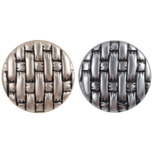 Gold Silver Metal Buttons with Black Lacquer Woven Pattern 10pcs