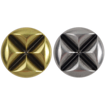 Bronze- und Silberfarbene Metallknöpfe mit X-Muster, 18/23 mm, Metallknopf mit Steg