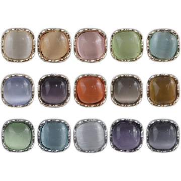Square metal shank buttons with jade-colored enamel front, assorted colors (10mm)