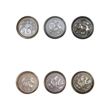 Chinese-style metal base buttons, light pink iridescent domes, embossed floral pattern (10 pcs)