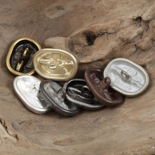 Distressed Decorative Coffee Bean Metal Buttons,10pcs