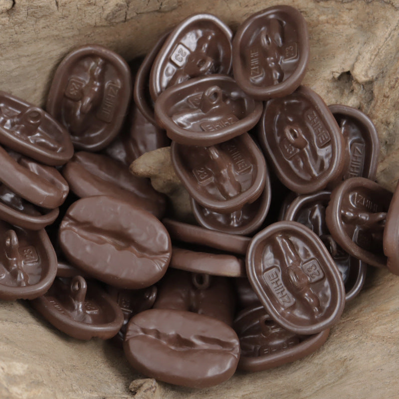 Coffee-brown distressed coffee bean metal buttons, oval fronts with loop shanks (10 pcs)