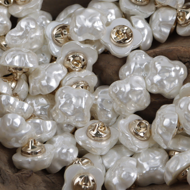White cloud resin buttons with gold metal shanks for bracelet making