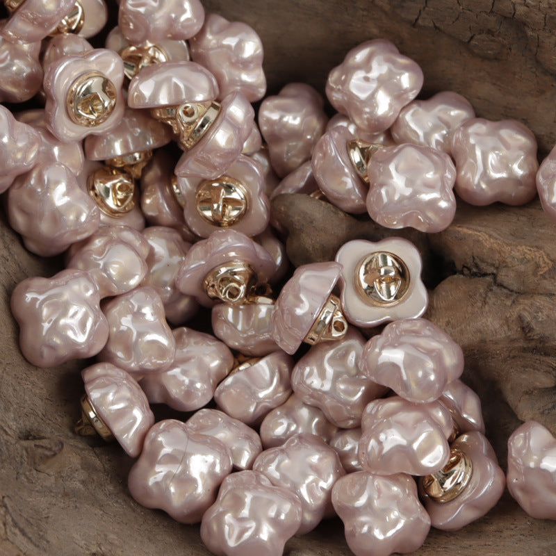 Pink cloud resin buttons with gold metal shanks