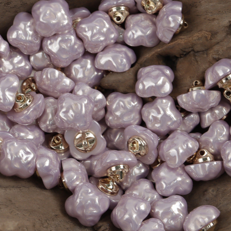 Purple cloud resin buttons with gold metal shanks