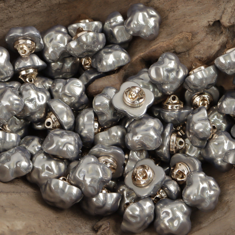 Gray cloud resin buttons with gold metal shanks
