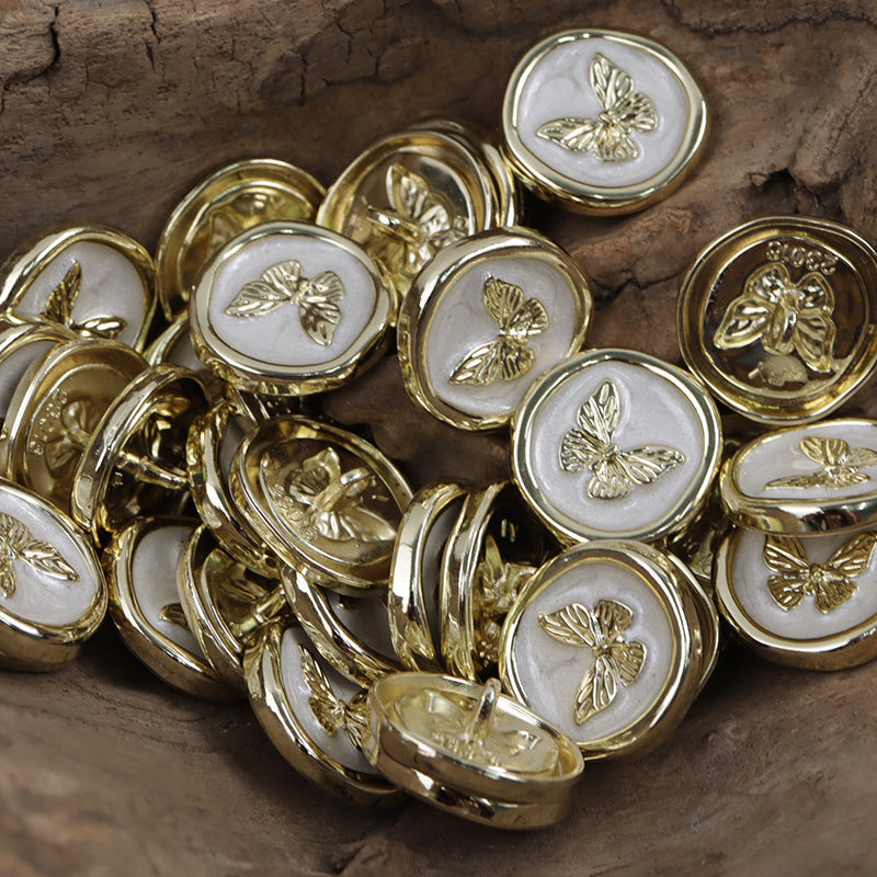 Gemischtes Set Metallknöpfe mit Schmetterlingsmuster: gold und silber, runde Griffe