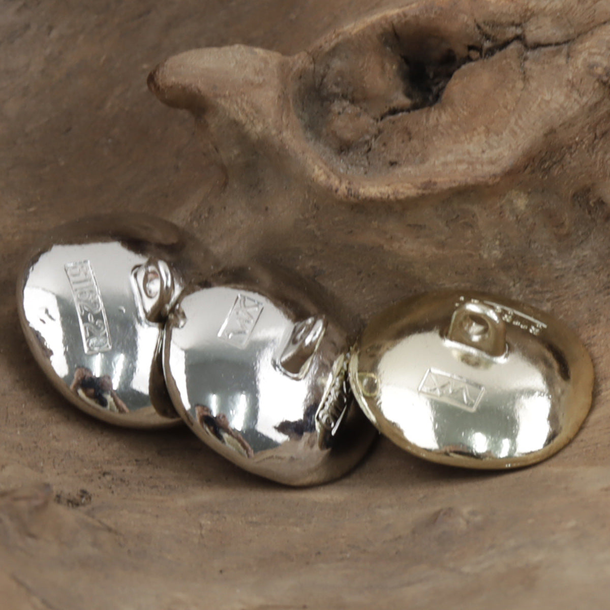 Silver lotus pearl metal button backs with 2 prongs and shiny scalloped rim