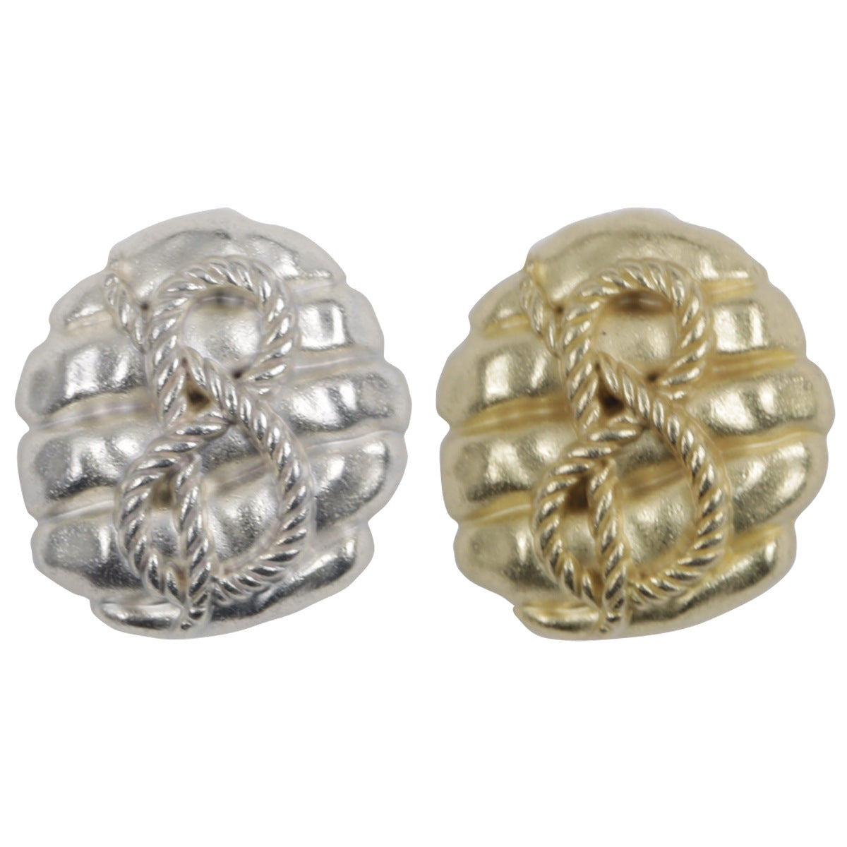 Rope honeycomb metal buttons with shank—matte silver and matte gold (10pcs)