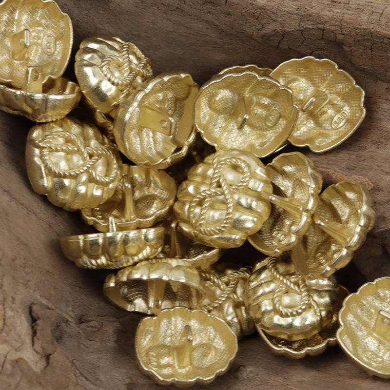 Matte gold rope honeycomb metal buttons with shank, set of 10