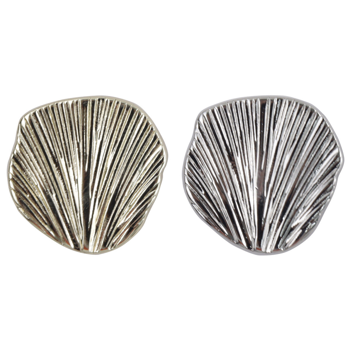 Irregular ginkgo leaf fan-shaped metal buttons—gold and silver, 10 pcs