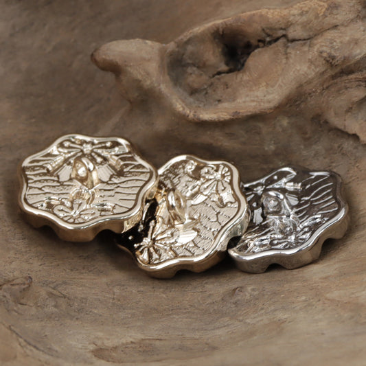 Polygonal Flower Pattern Gold and Silver Metal Shank Buttons 10pcs