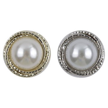 Metal buttons with large pearl inlays, gold and silver round designs