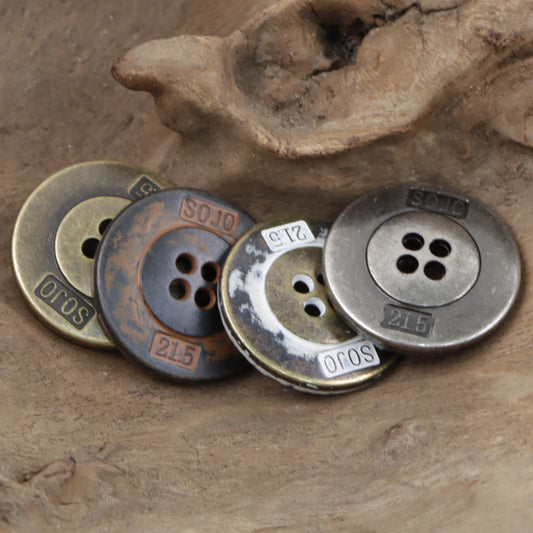 Vintage Rusty Metal 4 Hole Buttons for Denim Shirts 10pcs