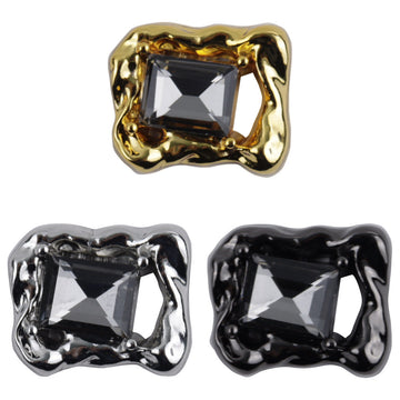 Zircon-inlaid rectangular decorative buttons, gold/silver/black, front