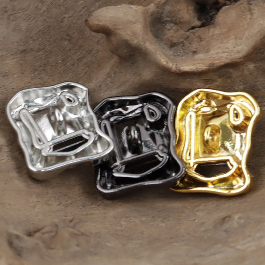 Irregular Rectangular Zircon-Inlaid Metal Decorative Buttons 10pcs