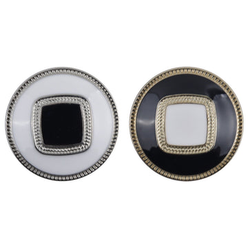 Round metal buttons with embedded square pattern, silver and gold tone finish
