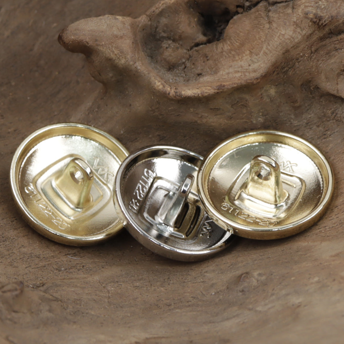 Metal button backs with clips and posts; silver, gold, and mixed set of 10