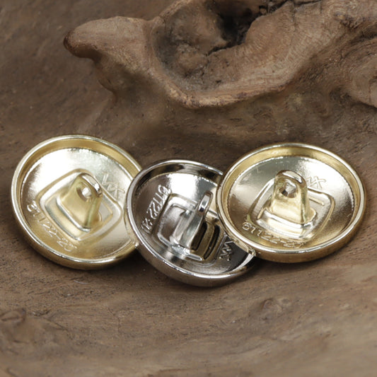 Round Gold and Silver Metal Buttons with Embedded Square Patterns 10pcs