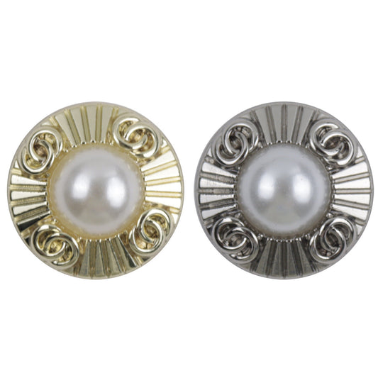 Double-Ring Pearl Gold and Silver Metal Decorative Buttons 10pcs