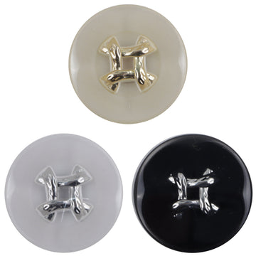 Champagnerfarbene Resin-Knöpfe mit silbernem Metall-Logo, 10er-Pack